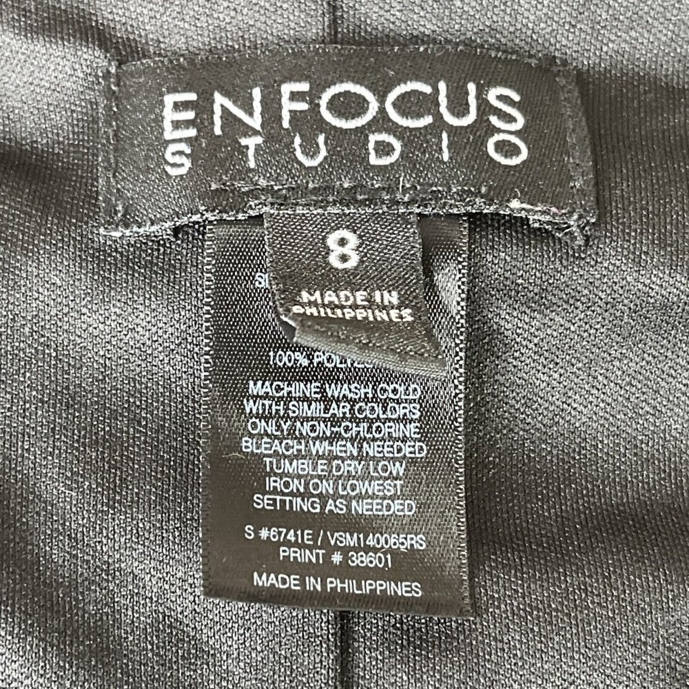 Enfocus Studio Dress Womens 8 Black White Squares Yellow Cuff & Hem Knee Length - Picture 7 of 8